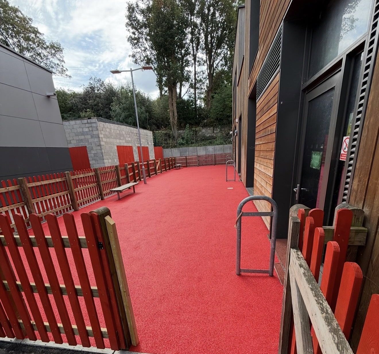 Red rubber safety surfacing